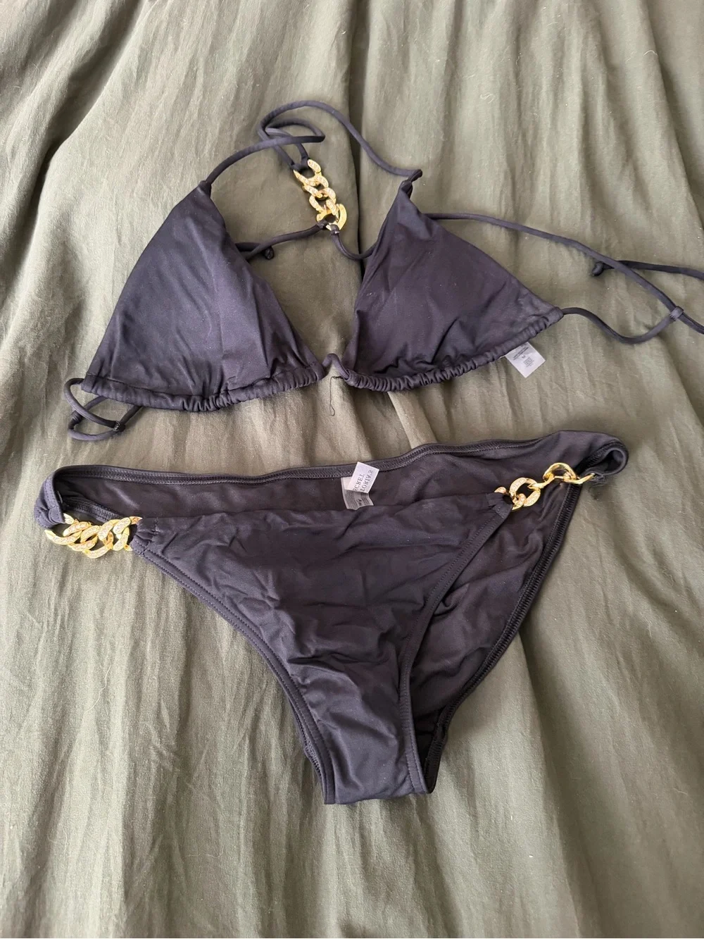 Victoria’s Secret Black Bikini w/ Gold Chain Detail – Medium